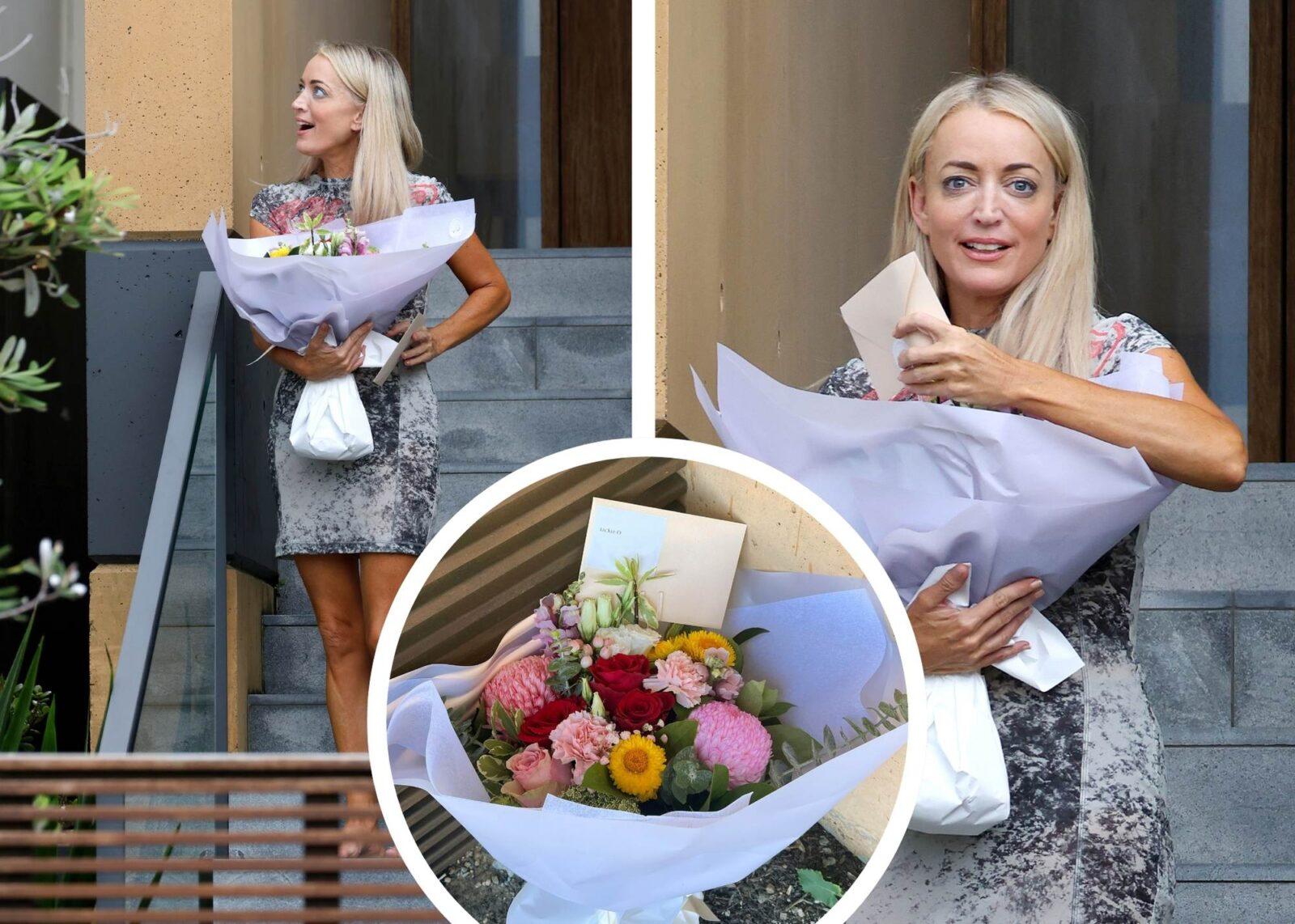 Jackie O receives a bunch of flowers ahead of Valentines Day