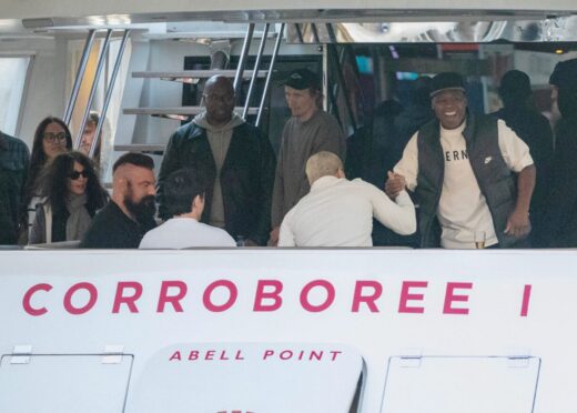 BTS 50 Cent and the new ‘Street Fighter’ cast swap fight scenes for Sydney Harbour yacht